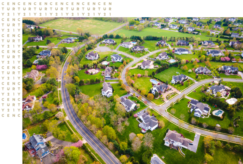 Aerial Drone view of Manalapan New Jersey